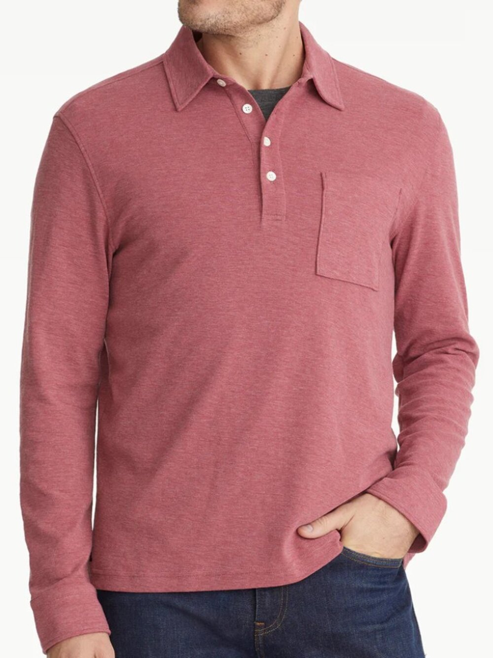 NEW Untuckit Argill Long Sleeve Polo Shirt Heavyweight Cotton Blend Berry